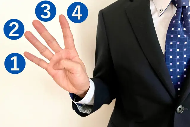 4本指を示す男性